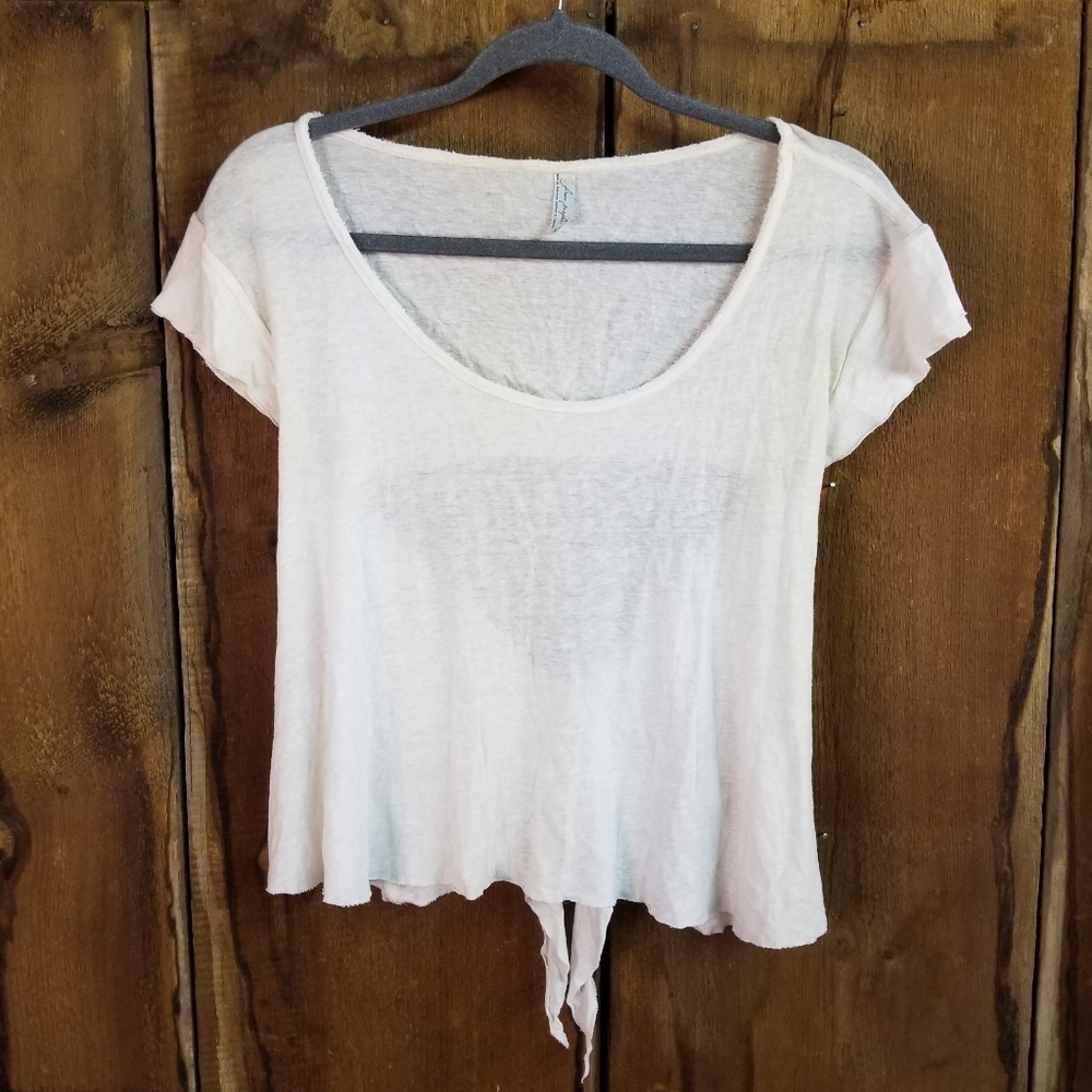 Free People Breezy Knot Back Ivory Tee Top